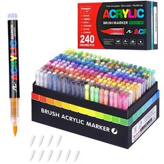 Acrylic Paint Markers,240 Colors with Direct-Liquid Ink Control System, Profe…