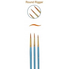 Gold Nylon Round Rigger Brush Set ~ 3 Pack~ Brand New