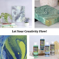 Fluid Art Ready-to-Pour Paint Set – Silver Seas Colors, Set of 6 (4 fl oz Bot…