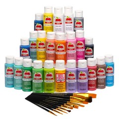 34 pc Art Lessons Paint and Brush Set with 23 Acrylic Colors and Video Lessons