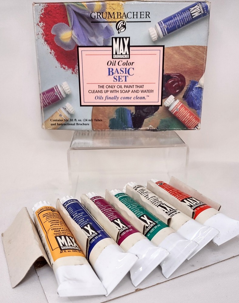 Max Grumbacher “Oil Color Basic Set 1040M” Vintage NOS Six 24ml New Tubes in Box