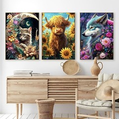 Diamond Painting Kits for Adults, 3 Pack Flower Animal DIY 5D Diamond Art Kits f