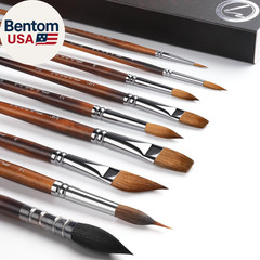 Watercolor Brushes Professional, 9Pcs Sable Paint Brushes & Natural Squirrel Mo