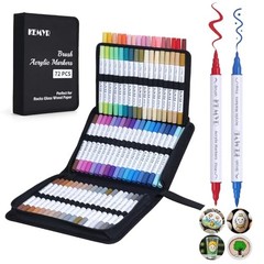 KEMYR 72 Colors Brush & Fine Tip Acrylic Paint Pens, Dual Tip B-72 colors
