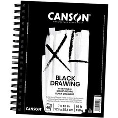 XL Series Drawing Paper, Black, Wirebound Pad, 7×10 inches, 40 Sheets