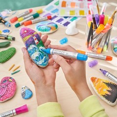 ARTEZA Acrylic Paint Pens, Set of 20 Assorted Color Paint Markers, Water-Based C