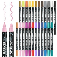 Acrylic Paint Markers, 24 Colors Paint Pens Acrylic Markers, Dual-Tip Acrylic…