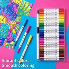 36 Dual-Tip Brush Pens for Adult Coloring Books – Art Markers With Brush + Fine
