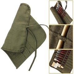 Paint Brush Storage Roll up Case Canvas Holder Army Green 22 Slots