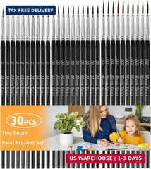 30 Pcs Miniature Tiny Detail Paint Brushes Fine Tips Mini Artist Liner Brush