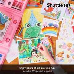 Shuttle Art 335 Piece Kids Set, Multi-Media Supplies, Pink-335