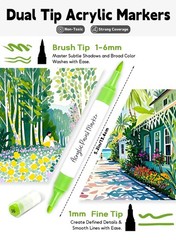 48 Colors Acrylic Paint Markers with Free App, Dual Brush & Fine Tip Acrylic …