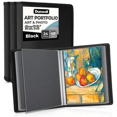 Dunwell 9×12 Art Portfolio Binder (3-Pack, 9×12″ w/ BLK Paper (3PK), Black