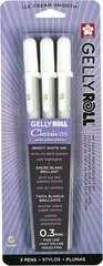 Sakura Gelly Roll Classic White 3 Pack, 05 Fine Pt., Opaque Gel Pens