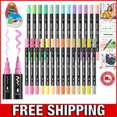 28 Pastel Colors Dual Tip Acrylic Paint Markers, Brush Tip and Fine Tip Acryl…