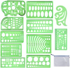 11 Pieces Geometric Drawings Templates Stencils Plastic Measuring 4 Pcs