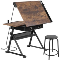 Adjustable Drafting Table for Artists – Drawing Table with Drawers & Outlet