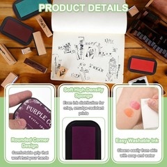 Purple Large Ink Pads for Stamps, Fingerprint, Scrapbooking, 3.8 x 2.1 Inch