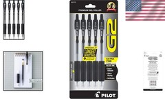 Smooth Writing G2 Extra Fine 0.5mm Gel Pens – Black, Set of 5, Ergonomic Grip