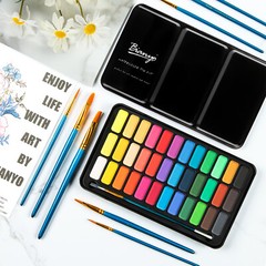 BIANYO Watercolor Paints 36 Vibrant Colors Watercolor Paper Brushs Travel Case
