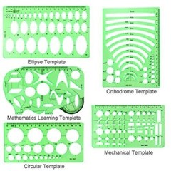 11PCS Geometric Drawings Templates Drafting Stencils Measuring Tools Plastic Set
