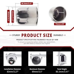 4 PCS 3.27 in Stainless Steel Trailer 3.27″ Center Hole, 3.41″ Height Chrome