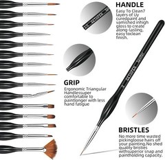 Very Small Paint Brushes Fine Tip for Nail Art Model Craft Painting Hobby Set