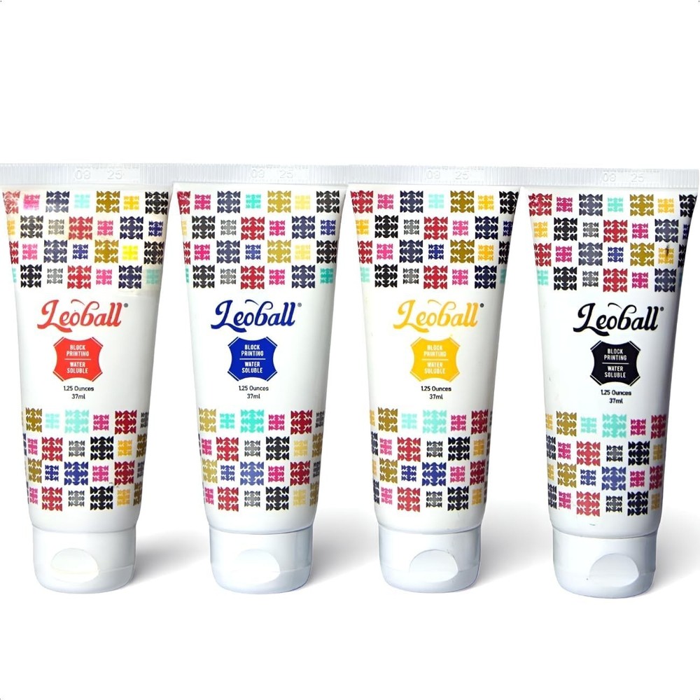 Leoball Water-Soluble Block Printing Ink Starter Set 4 Colors NEW Sealed