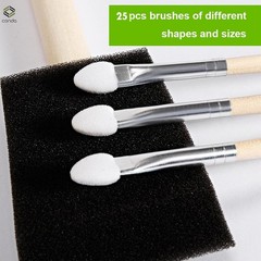 25PK Premium Foam Sponge Paint Brush Set Wood Handle Craft Touch Up Stain