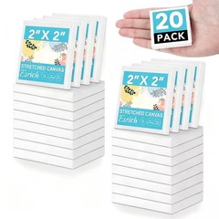 Mini Stretched Canvas 20Pack 2x2inch, 2/5”Profile Art Primed Canvases for Pa…