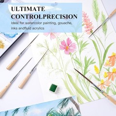 Long Liner Brush, 5pcs Ox Ear Hair Liner Paint Brush Set for Filling8595