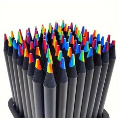 12pcs Black wood Rainbow Pencils Colouring Multi Colour Pencils Art Drawing