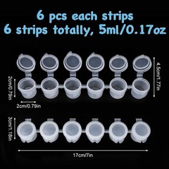 BAGTeck 36 Empty Paint Pots with Lids, 5 ml/0.17 OZ Clear Transparent