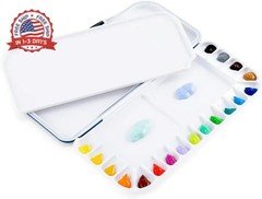 Transon Watercolor Palette Folding with Lid 18wells 2 Mixing Areas and 1 Large M