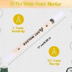 Thboxes 10 Pack White Paint Markers, Dual-Tip 1 Count (Pack of 10),