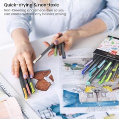Felt Tip Pens Set Of 24 Landscape Brush Tip Calligraphy Pens Dyebased Ink