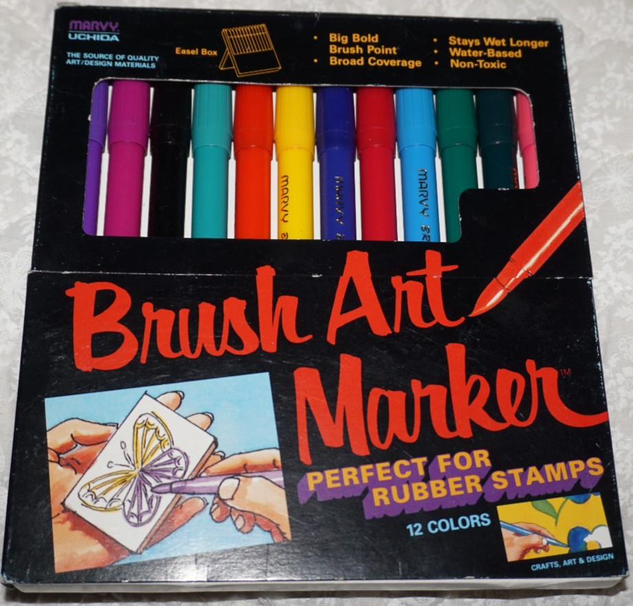 12, Marvy Uchida, Brush Art Markers, Perfect for Rubber Stamps