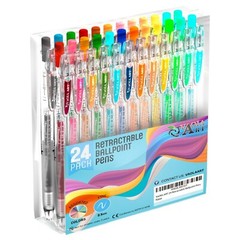 Retractable Gel Pens – Colored Pens for Adult Coloring – Cute Pen Set 24 Colors