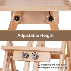 Large Horizontal Wooden H-Frame Studio Easel with Storage Drawer and Palettes, S