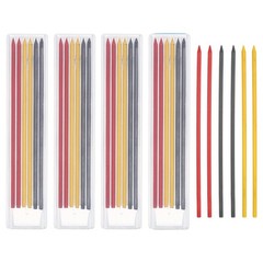 30Pcs 2.8mm Carpenter Pencil Refill, Solid Dry Pencil Refill, Red, Yellow, Black