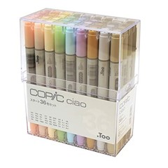 Color alcohol marker fast-drying Too Copic Chao Start 36 Color Set from japan