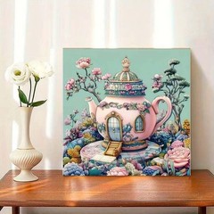 Teapot Castle Diamond Art Kits for Adults,5D 13.79 x inches, YP006