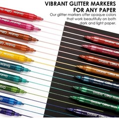 24 Glitter Markers Set Non-Toxic Water-Based Extra Fine Point Creative Art New