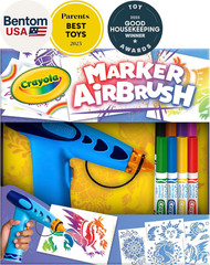 Marker Airbrush Spray Art Kit, Battery-Powered Sprayer with 8 Washable Markers &