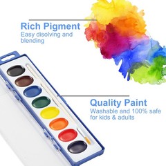 36 Pack Watercolor Paint Set, 8 Colors Washable Water Color with Paint Brush,…
