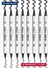 TRANSON 8 Pack Black Bold and Fine Dual-tip Acrylic Paint Marker for DIY Glass C