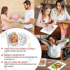 Adult Coloring Book for Women, Spiral Bound Adult Coloring Books for Women Re…