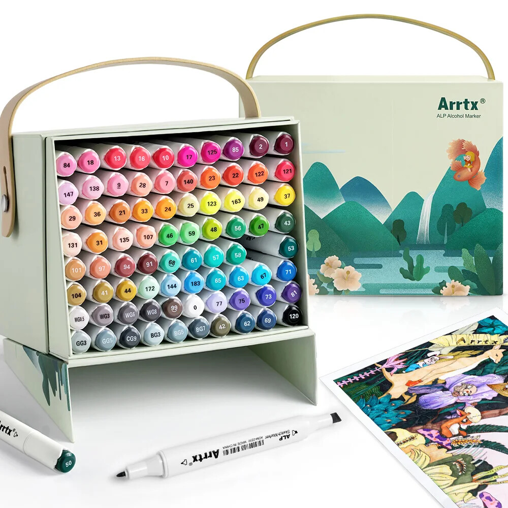 Arrtx ALP 80 Colors Alcohol Markers Dual Tips Color Pen forBeginners & Artist