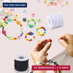 Stretchy String for Bracelets, 2 Rolls 0.8mm,1 mm,1.5mm,330 Feet Sturdy Elastic