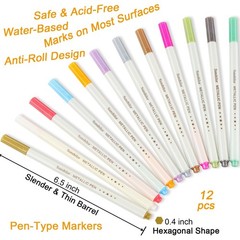 Sunshilor Metallic Markers Fine Point 1 Count (Pack of 12), 12 Colors